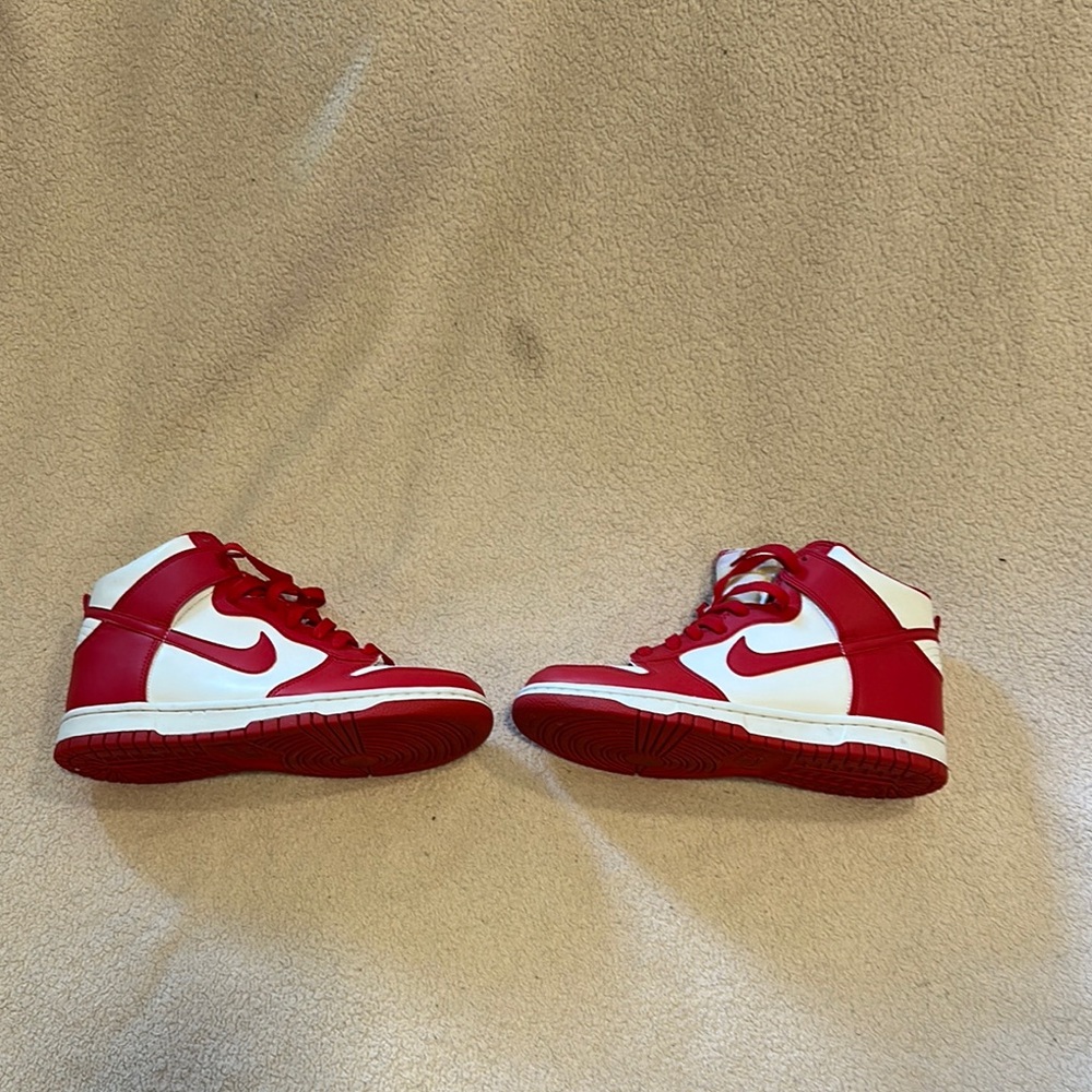 Nike Red and White High-Top Sneakers
